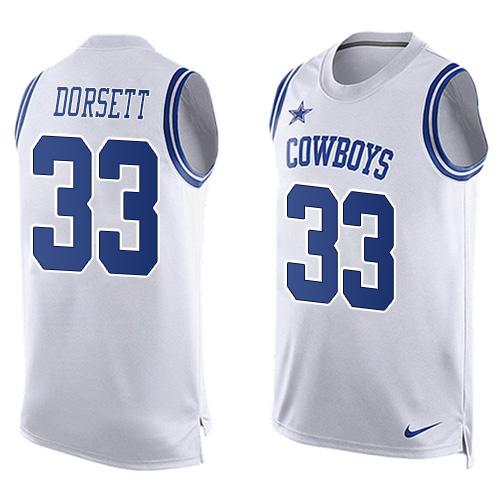 Cowboys #33 Tony Dorsett White Men's Stitched Limited Tank Top Jersey