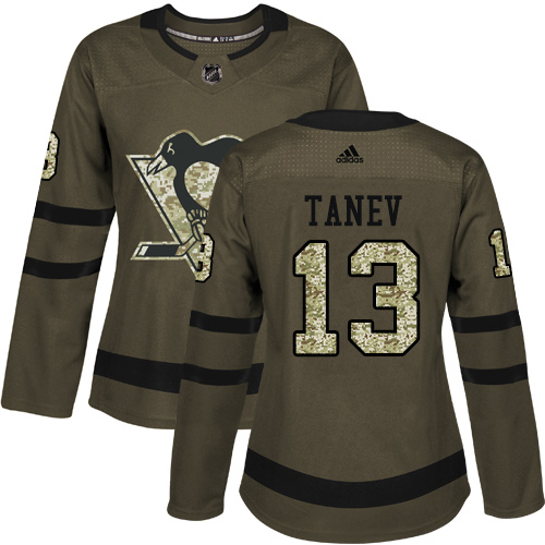Adidas Pittsburgh Penguins #13 Brandon Tanev Green Salute to Service Women's Stitched Jersey Womens