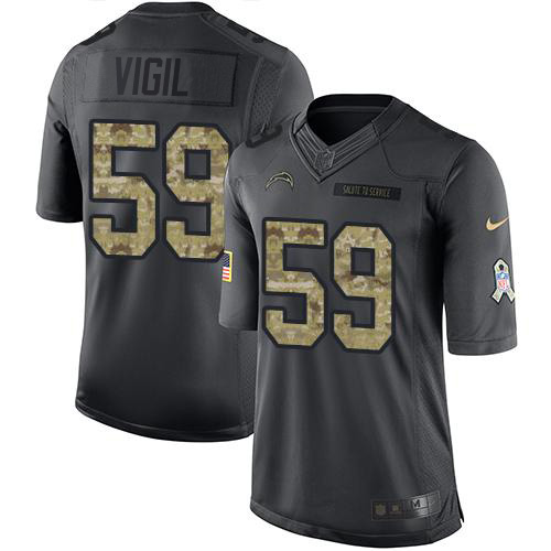 Los Angeles Chargers #59 Nick Vigil Black Men's Stitched Limited 2016 Salute to Service Jersey Men's