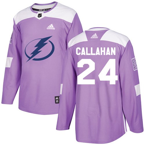 Adidas Tampa Bay Lightning #24 Ryan Callahan Purple Authentic Fights Cancer Stitched Jersey Men's