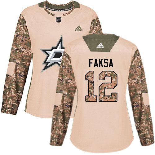 Adidas Dallas Stars #12 Radek Faksa Camo Authentic 2017 Veterans Day Women's Stitched Jersey Womens
