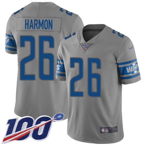 Detroit Lions #26 Duron Harmon Gray Youth Stitched Limited Inverted Legend 100th Season Jersey Youth