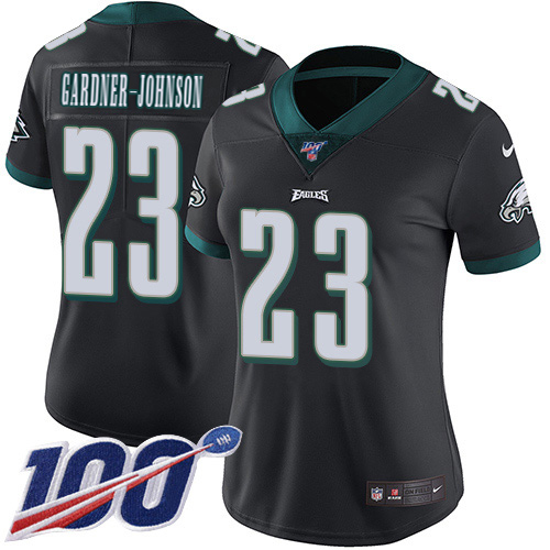 Eagles #23 C.J. Gardner-Johnson Black Alternate Women's Stitched 100th Season Vapor Untouchable Limited Jersey