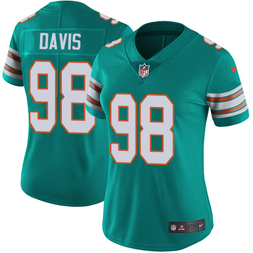Miami Dolphins #98 Raekwon Davis Aqua Green Alternate Women's Stitched Vapor Untouchable Limited Jersey Womens
