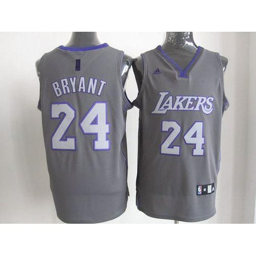 Los Angeles Lakers #24 Kobe Bryant Grey Graystone Fashion Stitched Jersey Mens