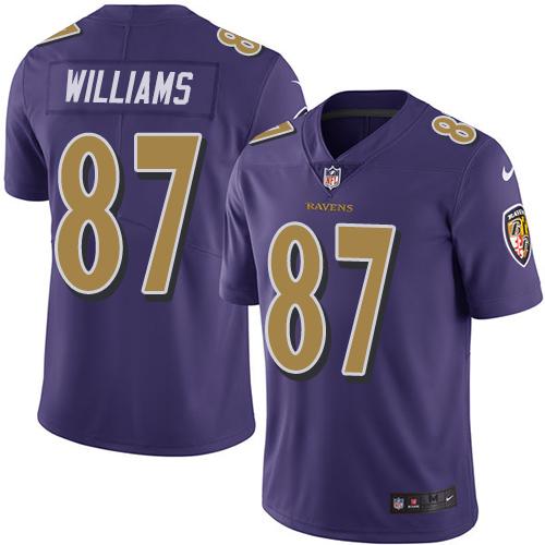 Baltimore Ravens #87 Maxx Williams Purple Youth Stitched Limited Rush Jersey Youth