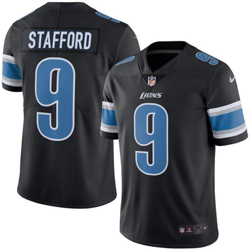 Detroit Lions #9 Matthew Stafford Black Men's Stitched Limited Rush Jersey Men's