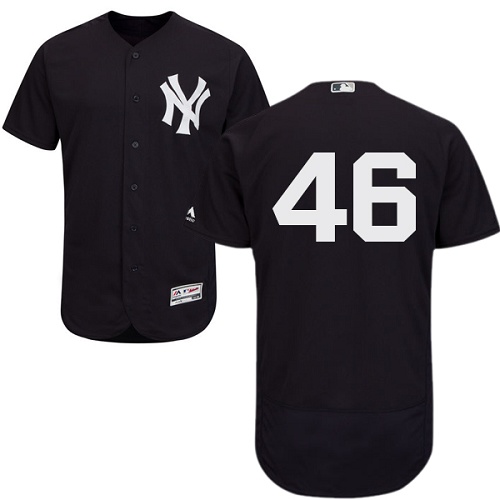 New York Yankees #46 Andy Pettitte Navy Blue Flexbase Authentic Collection Stitched Jersey Men's