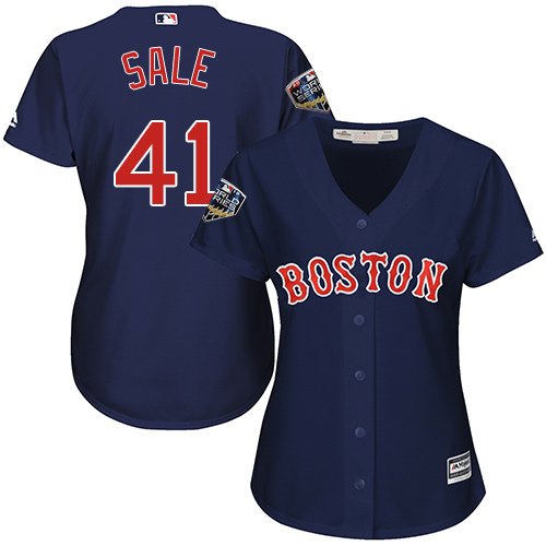 Boston Red Sox #41 Chris Sale Navy Blue Alternate 2018 World Series Women's Stitched Jersey Womens