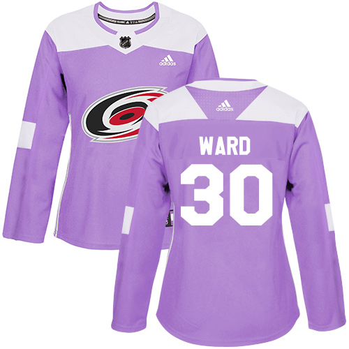 Adidas Carolina Hurricanes #30 Cam Ward Purple Authentic Fights Cancer Women's Stitched Jersey Womens