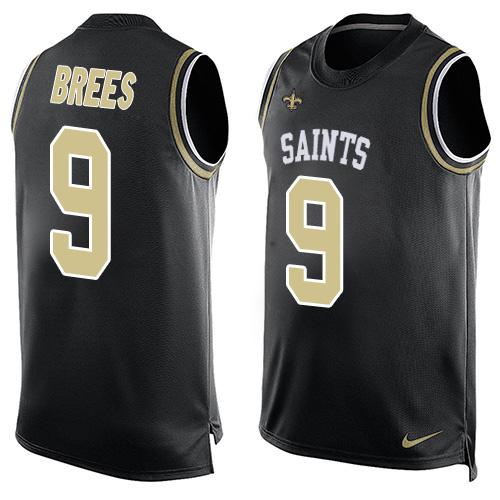 Saints #9 Drew Brees Black Team Color Men's Stitched Limited Tank Top Jersey