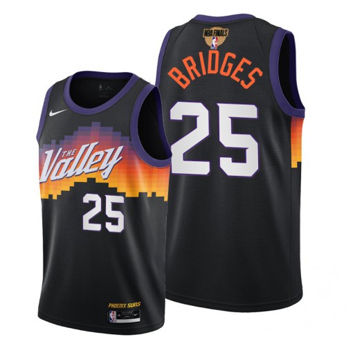Phoenix Suns #25 Mikal Bridges Mens 2021 Finals Bound City Edition Jersey Black Mens