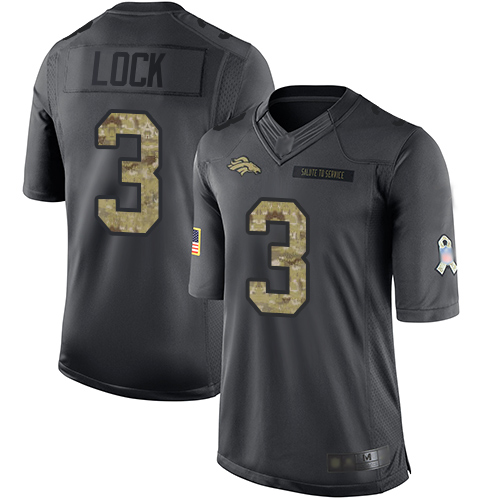 Denver Broncos #3 Drew Lock Black Youth Stitched Limited 2016 Salute to Service Jersey Youth
