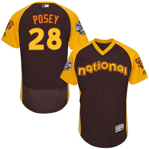 San Francisco Giants #28 Buster Posey Brown Flexbase Authentic Collection 2016 All-Star National League Stitched Jersey Men's
