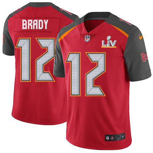 Buccaneers #12 Tom Brady Red Team Color Youth Super Bowl LV Bound Stitched Vapor Untouchable Limited Jersey