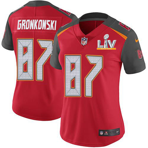Buccaneers #87 Rob Gronkowski Red Team Color Women's Super Bowl LV Bound Stitched Vapor Untouchable Limited Jersey
