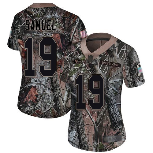 49ers #19 Deebo Samuel Camo Women's Stitched Limited Rush Realtree Jersey