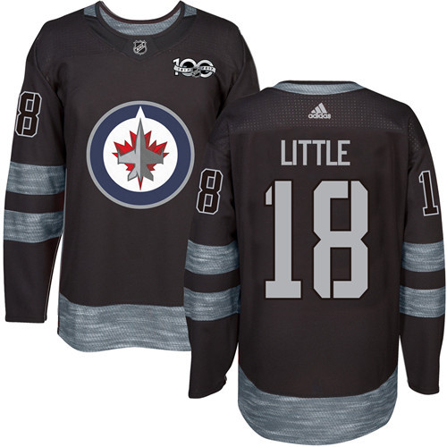 Adidas Winnipeg Jets #18 Bryan Little Black 1917-2017 100th Anniversary Stitched Jersey Men's