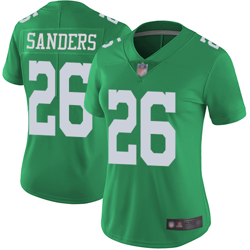 Eagles #26 Miles Sanders Green Women's Stitched Limited Rush Jersey