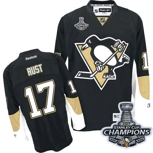 Pittsburgh Penguins #17 Bryan Rust Black Home 2017 Stanley Cup Finals Champions Stitched Jersey Men's