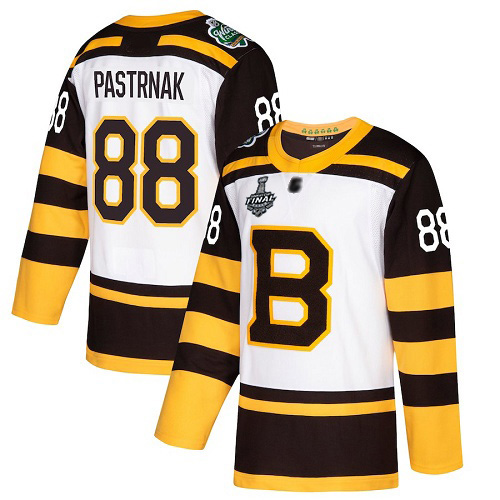Adidas Boston Bruins #88 David Pastrnak White Authentic 2019 Winter Classic Stanley Cup Final Bound Stitched Jersey Men's