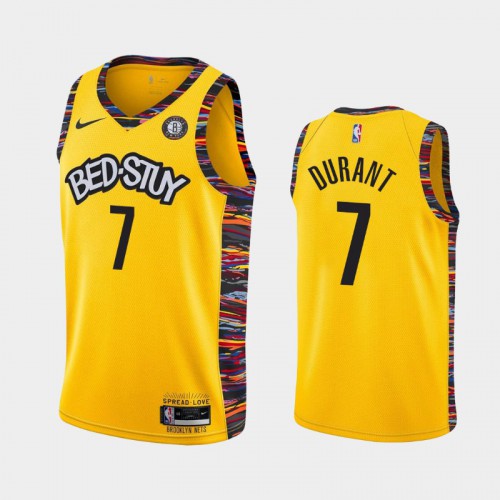 Brooklyn Brooklyn Nets #7 Kevin Durant Mens Yellow 2019-20 City Edition Jersey Mens