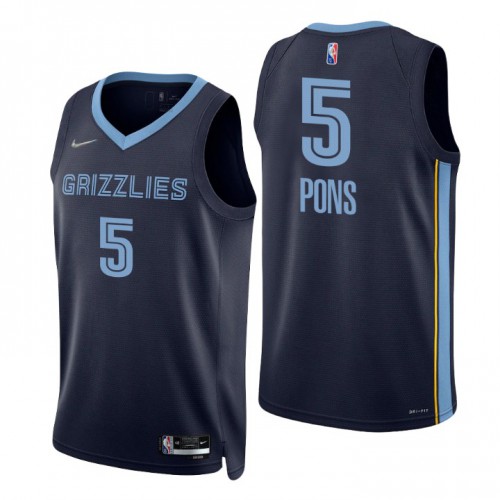 Memphis Grizzlies #5 Yves Pons Navy Mens 2021-22 75th Anniversary Diamond Swingman Jersey - Icon Edition Mens