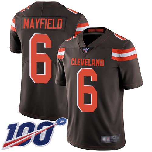 Cleveland Browns #6 Baker Mayfield Brown Team Color Men's Stitched 100th Season Vapor Limited Jersey Men's