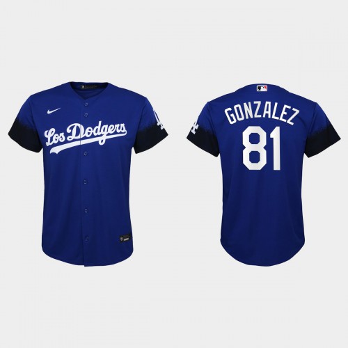 Los Angeles Los Angeles Dodgers #81 Victor Gonzalez Youth 2021 City Connect Jersey Royal Youth