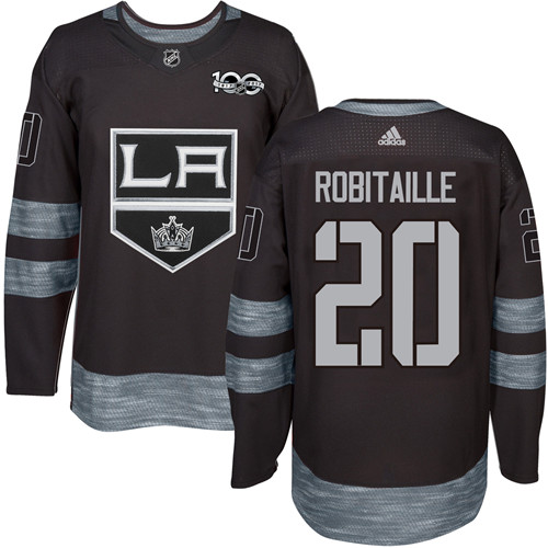 Adidas Los Angeles Kings #20 Luc Robitaille Black 1917-2017 100th Anniversary Stitched Jersey Men's