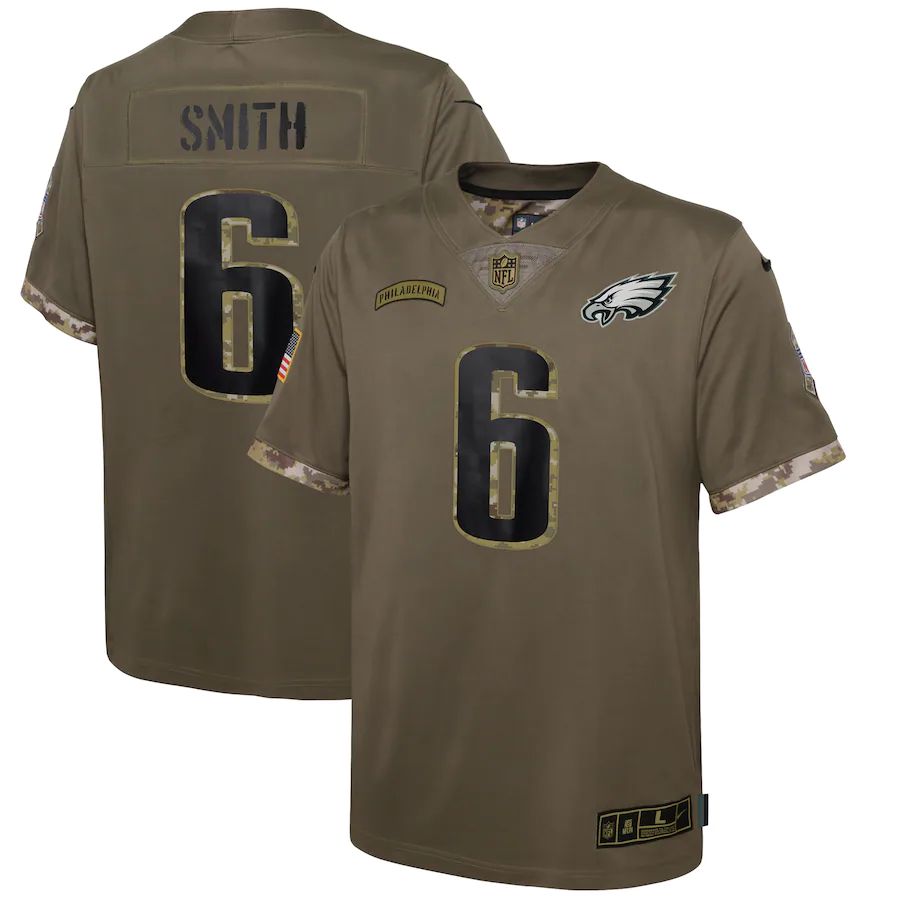 Philadelphia Eagles #6 Devonta Smith Youth 2022 Salute To Service Limited Jersey - Olive