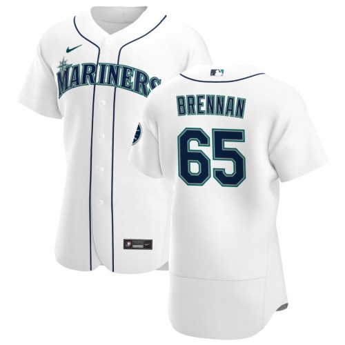 Seattle Seattle Mariners #65 Brandon Brennan Men's White Home 2020 Authentic Player Jersey Men's