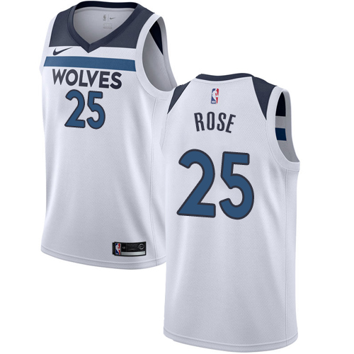 Minnesota Timberwolves #25 Derrick Rose White Authentic Association Edition Jersey Mens