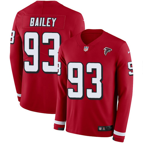 Atlanta Falcons #93 Allen Bailey Red Team Color Men's Stitched Limited Therma Long Sleeve Jersey Men's