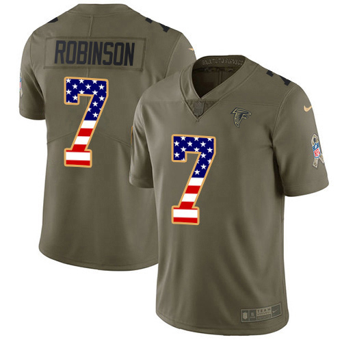 Falcons #7 Bijan Robinson Olive/USA Flag Stitched Youth Limited 2017 Salute To Service Jersey