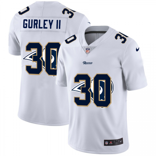 Los Angeles Los Angeles Rams #30 Todd Gurley II White Men's Team Logo Dual Overlap Limited Jersey Men's