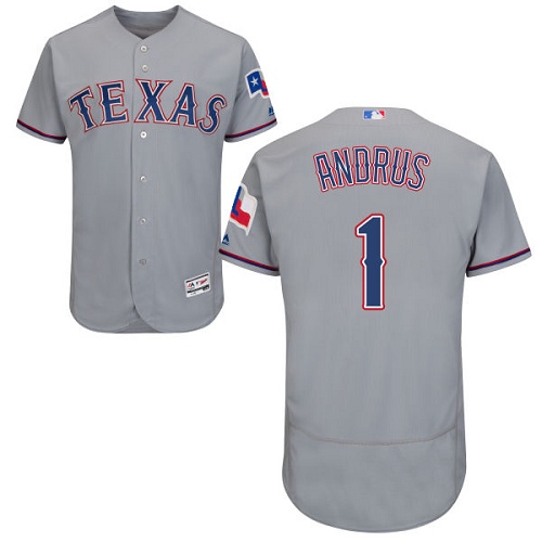 Texas Rangers #1 Elvis Andrus Grey Flexbase Authentic Collection Stitched Jersey Men's