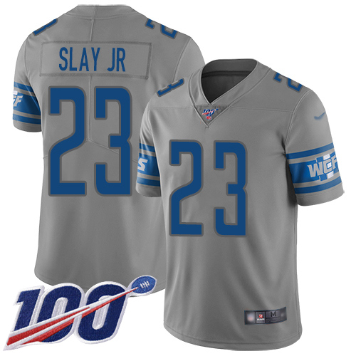 Detroit Lions #23 Darius Slay Jr Gray Men's Stitched Limited Inverted Legend 100th Season Jersey Men's