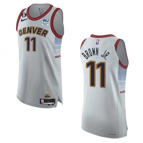 Denver Denver Nuggets #11 Bruce Brown Jr. Silver 2022-23 Authentic Jersey - City Edition Mens
