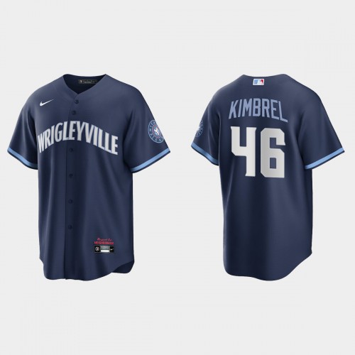 Chicago Chicago Cubs #46 Craig Kimbrel Men's 2021 City Connect Fans Version Navy Jersey Men's