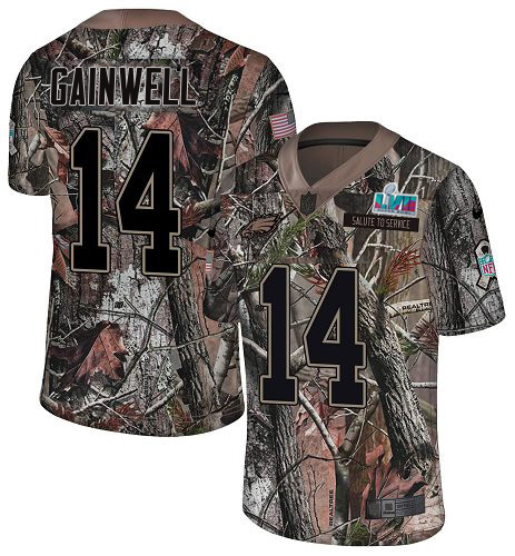 Eagles #14 Kenneth Gainwell Camo Super Bowl LVII Patch Men's Stitched Limited Rush Realtree Jersey