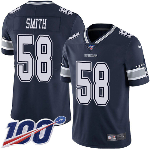 Dallas Cowboys #58 Aldon Smith Navy Blue Team Color Men's Stitched 100th Season Vapor Untouchable Limited Jersey Men's