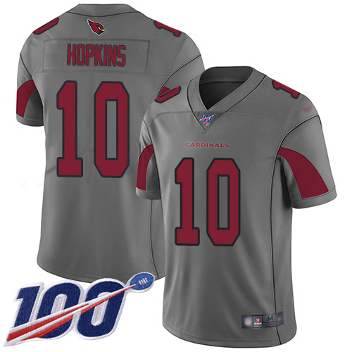 Cardinals #10 DeAndre Hopkins Silver Men's Stitched Limited Inverted Legend 100th Season Jersey