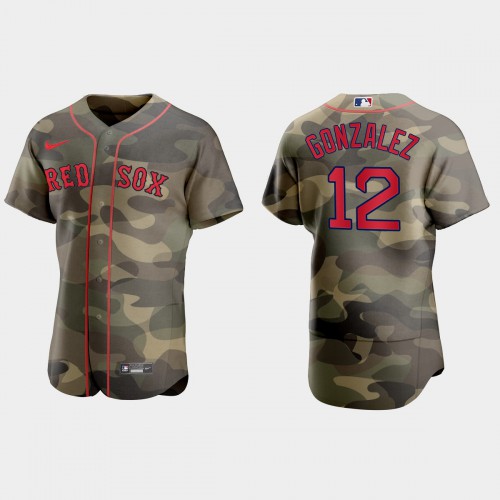 Boston Boston Red Sox #12 Marwin Gonzalez Men's 2021 Armed Forces Day Authentic Jersey -Camo Men's