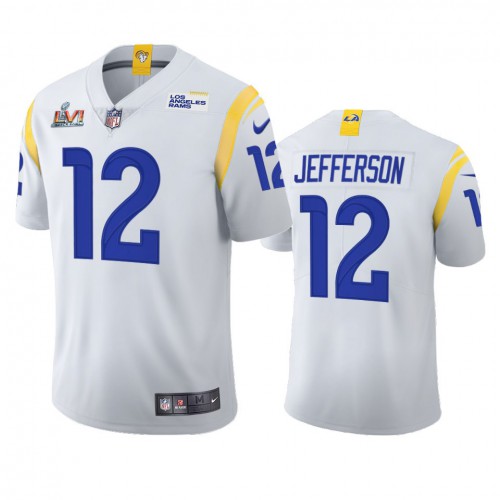 Los Angeles Los Angeles Rams #12 Van Jefferson Men's Super Bowl LVI Patch 2021 Vapor Limited Jersey - White Men's