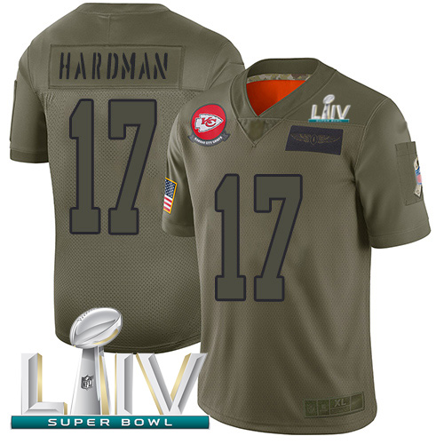 Kansas City Chiefs #17 Mecole Hardman Camo Super Bowl LIV 2020 Men's Stitched Limited 2019 Salute To Service Jersey Men's