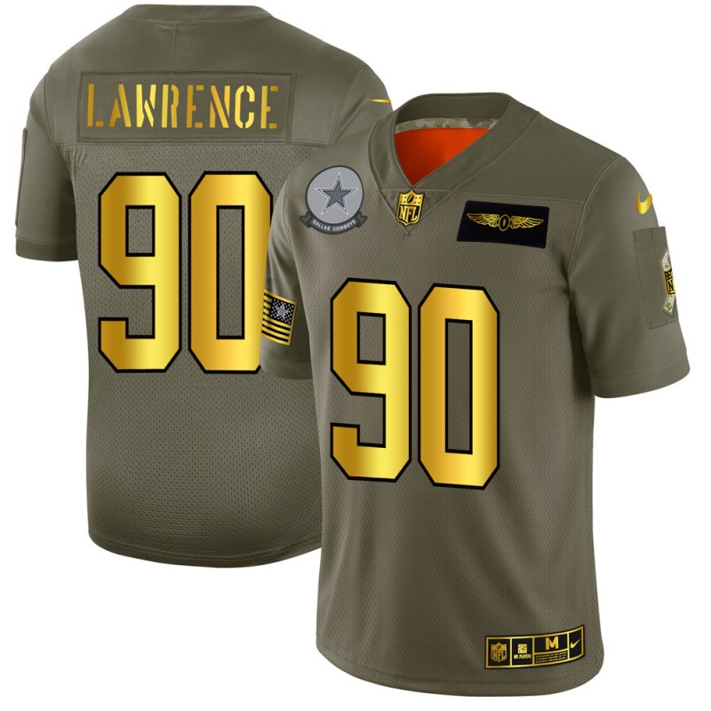 Dallas Cowboys #90 Demarcus Lawrence Men's Olive Gold 2019 Salute To Service Limited Jersey
