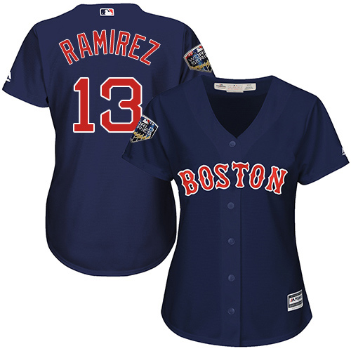 Boston Red Sox #13 Hanley Ramirez Navy Blue Alternate 2018 World Series Women's Stitched Jersey Womens