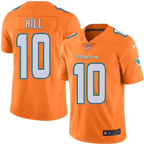 Dolphins #10 Tyreek Hill Orange Youth Stitched Limited Rush Jersey
