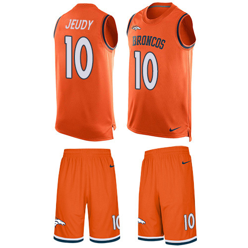 Broncos #10 Jerry Jeudy Orange Team Color Men's Stitched Limited Tank Top Suit Jersey
